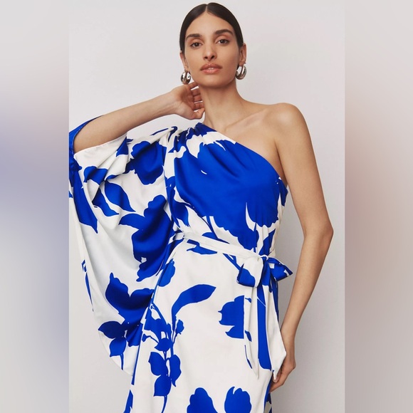 Anthropologie Hutch Stretch Satin One-Shoulder Maxi Dress - Picture 2 of 9